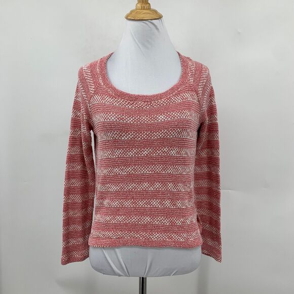 Splendid Sweater Womens Extra Small Dusty Rose Sierra Striped Knit Raglan Boxy - Picture 2 of 13